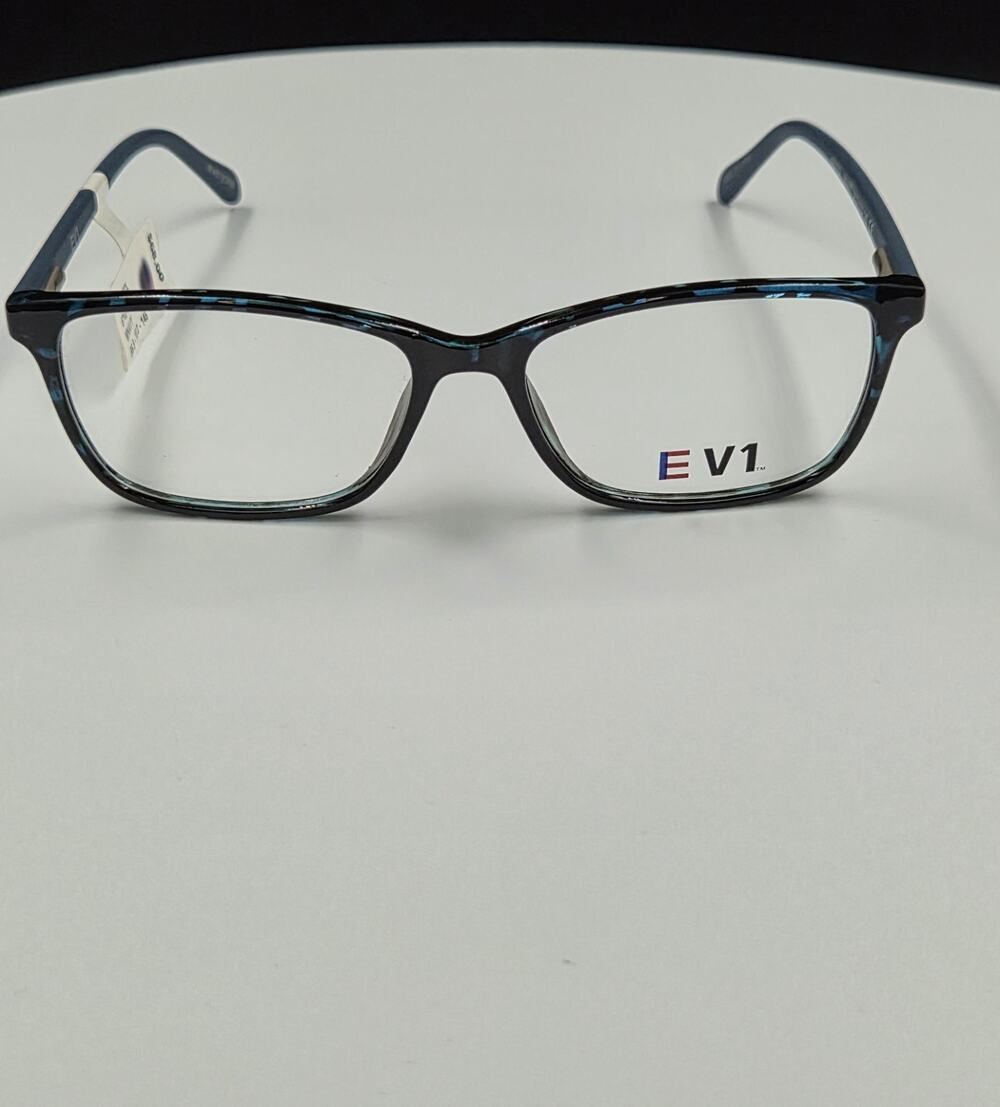 EV1 BRISTOL Blue Rectangular Full Rim Plastic Eyeglass Frames Unisex 56.5-16-145